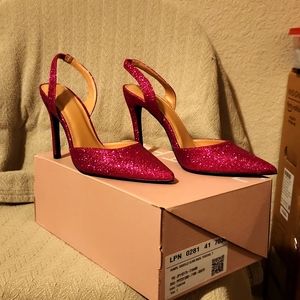 BRAND NEW JustFab Sparkly Pink Sling Back